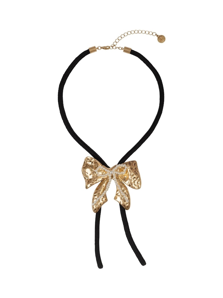 Bibi Bijoux Gold Tone Bow Cord Necklace - Image 1 of 4