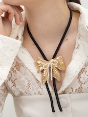 Bibi Bijoux Gold Tone Bow Cord Necklace - Image 3 of 4