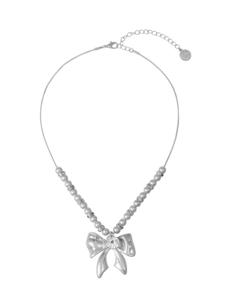 Bibi Bijoux Silver Tone Bow Beaded Necklace - Image 1 of 4