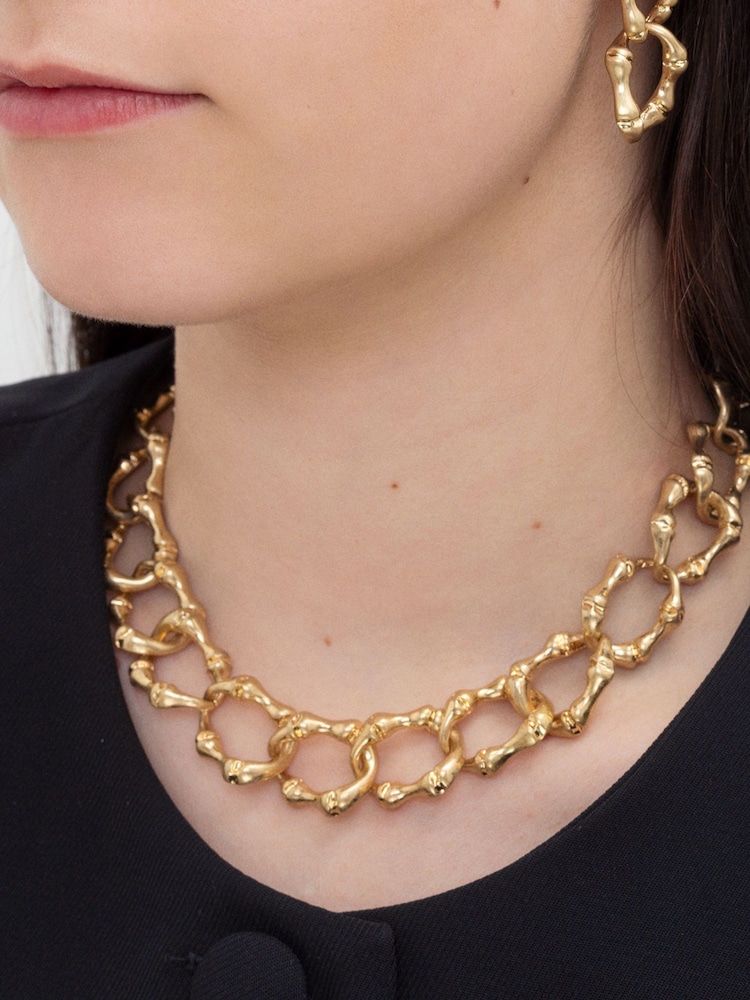 Bibi Bijoux Gold Tone Bamboo Chain Necklace - Image 4 of 4
