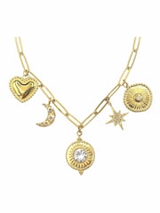 Bibi Bijoux Gold Tone Celestial Stainless Steel Charm Necklace - Image 2 of 3