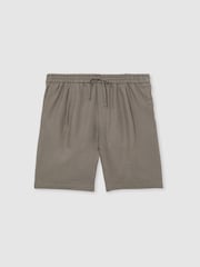 Reiss Mushroom Brown Barges Linen Drawstring Shorts - Image 2 of 6