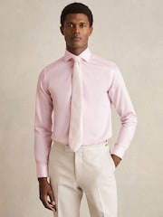 Reiss Pink Remote Slim Cotton-Satin Cutaway-Collar Shirt Slim-Fit - Image 1 of 8