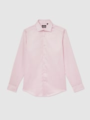 Reiss Pink Remote Slim Cotton-Satin Cutaway-Collar Shirt Slim-Fit - Image 2 of 8