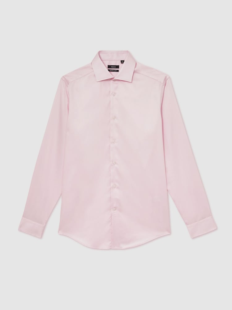 Reiss Pink Remote Slim Cotton-Satin Cutaway-Collar Shirt Slim-Fit - Image 2 of 8