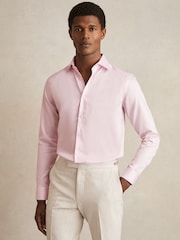 Reiss Pink Remote Slim Cotton-Satin Cutaway-Collar Shirt Slim-Fit - Image 3 of 8