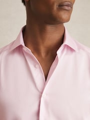 Reiss Pink Remote Slim Cotton-Satin Cutaway-Collar Shirt Slim-Fit - Image 5 of 8