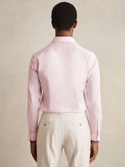 Reiss Pink Remote Slim Cotton-Satin Cutaway-Collar Shirt Slim-Fit - Image 6 of 8