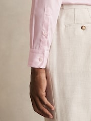 Reiss Pink Remote Slim Cotton-Satin Cutaway-Collar Shirt Slim-Fit - Image 8 of 8