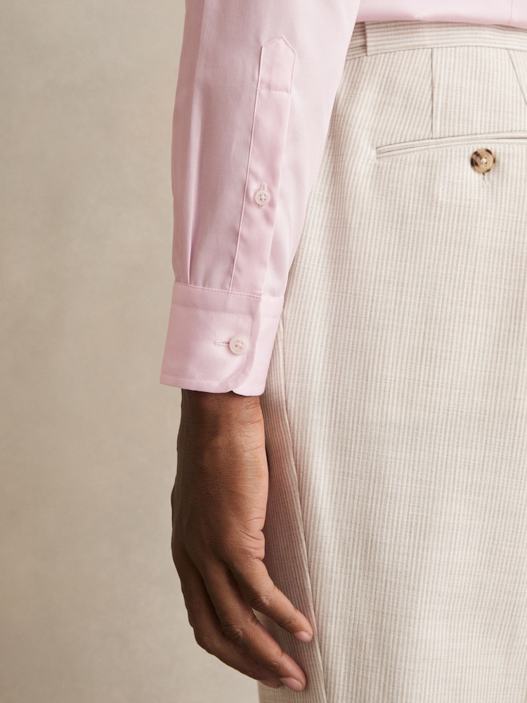 Reiss Pink Remote Slim Cotton-Satin Cutaway-Collar Shirt Slim-Fit - Image 8 of 8