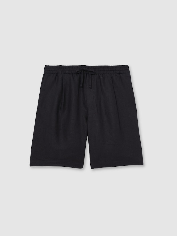 Reiss Navy Barges Linen Drawstring Shorts - Image 2 of 7