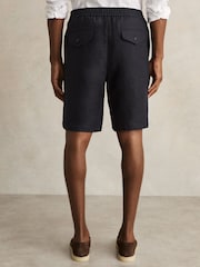 Reiss Navy Barges Linen Drawstring Shorts - Image 6 of 7