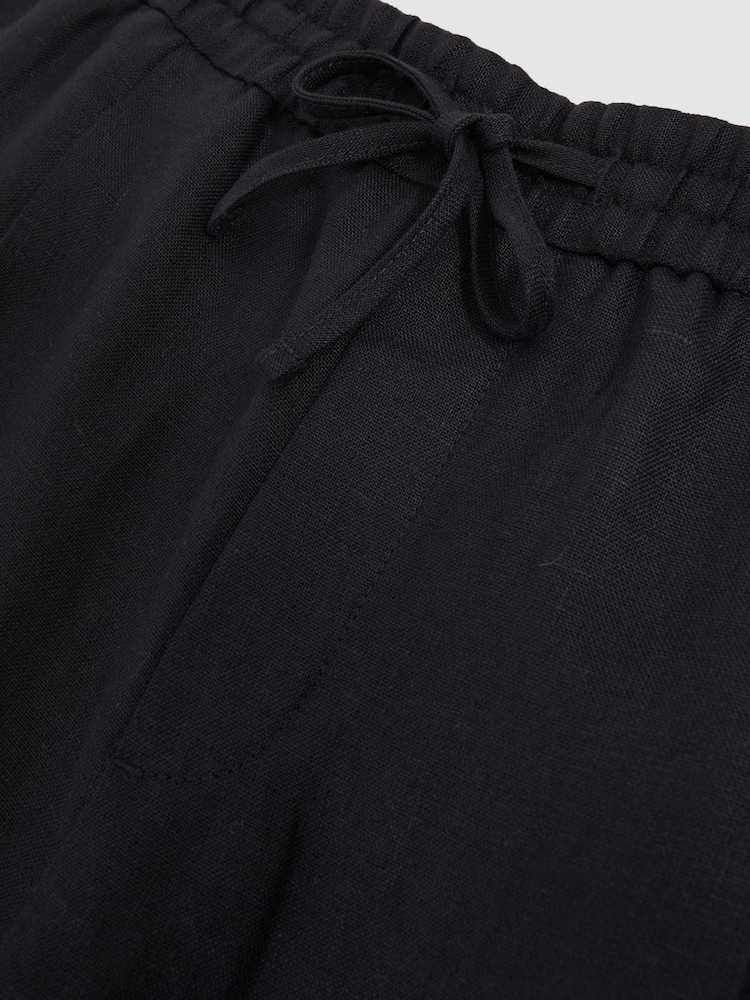 Reiss Navy Barges Linen Drawstring Shorts - Image 7 of 7 Reiss Navy Barges Linen Drawstring Shorts - Image 7 of 7
