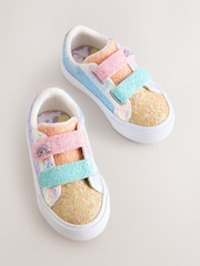 Multi Rainbow Glitter Standard Fit (F) Chunky Trainers With Touch Fastening - Image 1 of 5