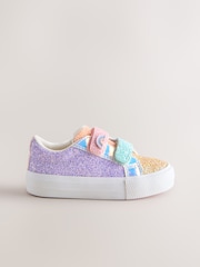 Multi Rainbow Glitter Standard Fit (F) Chunky Trainers With Touch Fastening - Image 2 of 5