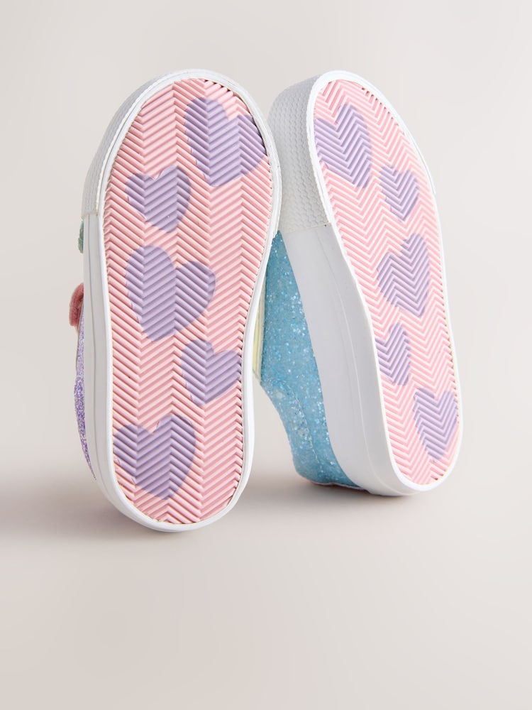 Multi Rainbow Glitter Standard Fit (F) Chunky Trainers With Touch Fastening - Image 5 of 5