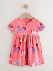 Unicorn Pink Short Sleeve Jersey Summer Dress (3mths-7yrs) - Image 1 of 3