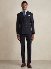 Reiss Mid Blue Remote Slim Cotton-Satin Cutaway-Collar Shirt Slim-Fit - Image 2 of 6