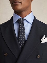 Reiss Mid Blue Remote Slim Cotton-Satin Cutaway-Collar Shirt Slim-Fit - Image 5 of 6