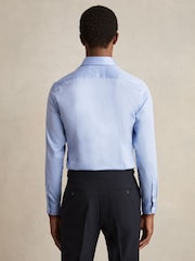 Reiss Mid Blue Remote Slim Cotton-Satin Cutaway-Collar Shirt Slim-Fit - Image 6 of 6