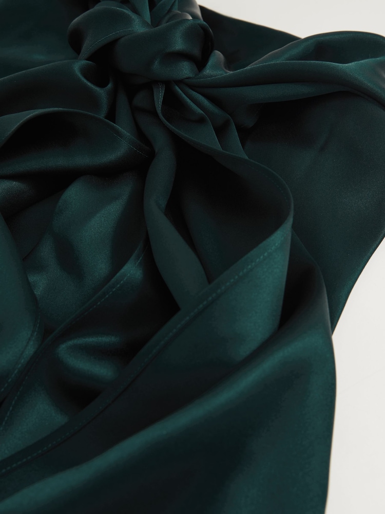 Reiss Teal Green Farah Satin Cape Sash Jumpsuit - Image 8 of 8