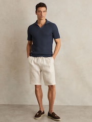 Reiss Stone Barges Linen Drawstring Shorts - Image 1 of 5