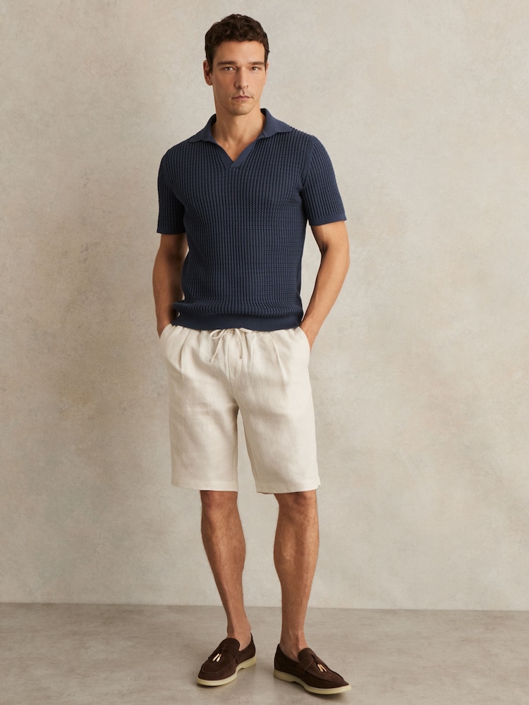 Reiss Stone Barges Linen Drawstring Shorts - Image 1 of 5