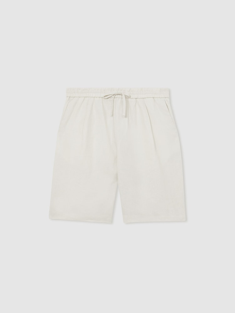 Reiss Stone Barges Linen Drawstring Shorts - Image 2 of 5