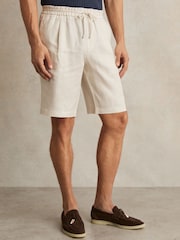 Reiss Stone Barges Linen Drawstring Shorts - Image 3 of 5
