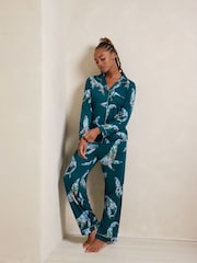 Chelsea Peers Natural Coral Whale Print Long Pyjama Set - Image 1 of 4