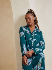 Chelsea Peers Natural Coral Whale Print Long Pyjama Set - Image 3 of 4
