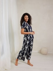 Chelsea Peers Blue Trouser Pyjamas Lobster Sketch Print Short Pyjama Set - Image 1 of 5