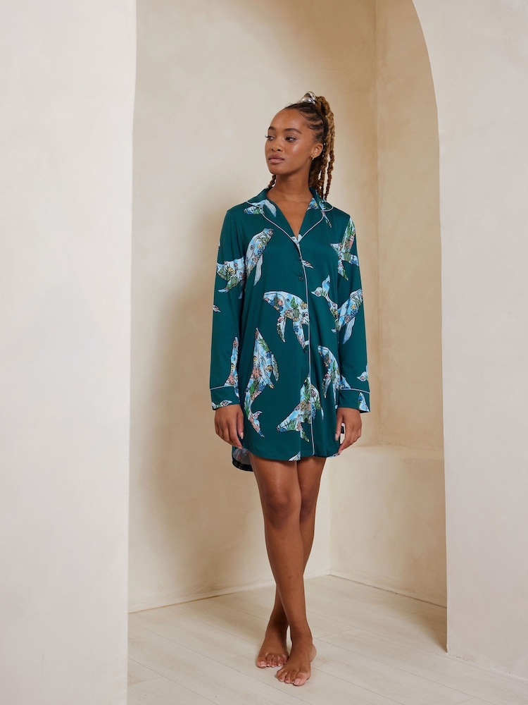 Verde esmeralda - Chelsea Peers Wild Duo Print Nightshirt - Imagen 1 de 5 Verde esmeralda - Chelsea Peers Wild Duo Print Nightshirt - Imagen 1 de 5