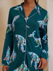 Chelsea Peers Emerald Green Wild Duo Print Nightshirt - Image 2 of 5