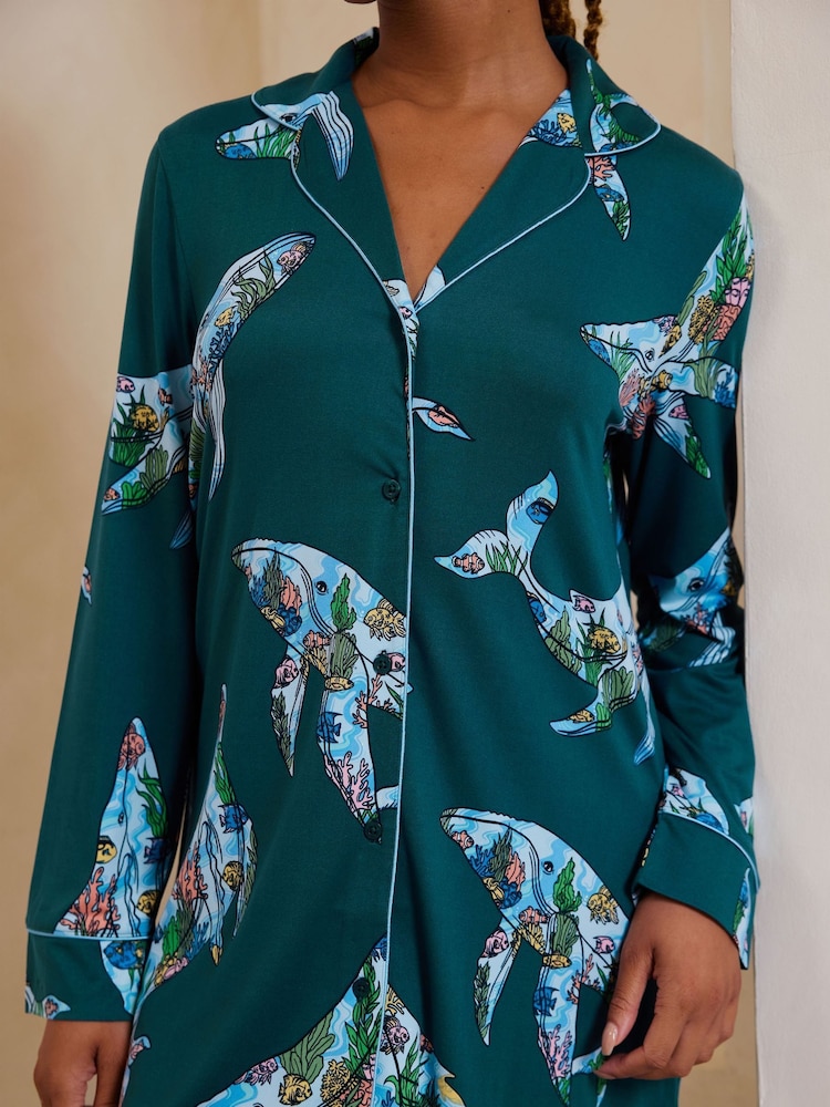 Verde esmeralda - Chelsea Peers Wild Duo Print Nightshirt - Imagen 2 de 5 Verde esmeralda - Chelsea Peers Wild Duo Print Nightshirt - Imagen 2 de 5