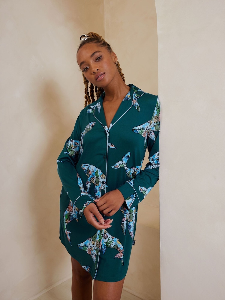 Verde esmeralda - Chelsea Peers Wild Duo Print Nightshirt - Imagen 5 de 5 Verde esmeralda - Chelsea Peers Wild Duo Print Nightshirt - Imagen 5 de 5