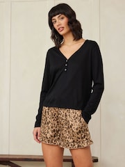 Chelsea Peers Brown Leopard Print Short Pyjama Set - Image 3 of 5