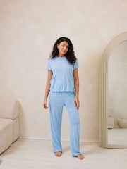 Chelsea Peers Blue Pointelle Long Pyjamas Set - Image 1 of 5