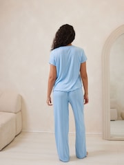 Chelsea Peers Blue Pointelle Long Pyjamas Set - Image 2 of 5