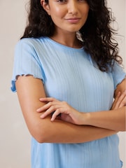 Chelsea Peers Blue Pointelle Long Pyjamas Set - Image 4 of 5
