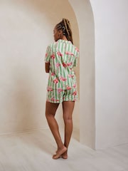 Chelsea Peers Flamingo Stripe Short Pyjama Set - Image 3 of 5