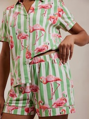 Chelsea Peers Flamingo Stripe Short Pyjama Set - Image 5 of 5