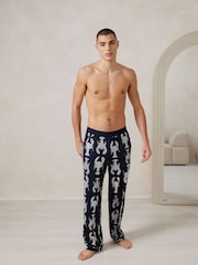 Chelsea Peers Blue Trouser Pyjamas Lobster Sketch Print Short Pyjamas Set - Image 1 of 5