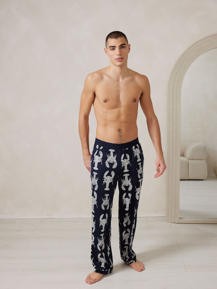 أزرق - Trouser Pyjamas - Chelsea Peers Lobster Sketch Print Short Pyjamas Set - صورة 1 من 5 أزرق - Trouser Pyjamas - Chelsea Peers Lobster Sketch Print Short Pyjamas Set - صورة 1 من 5