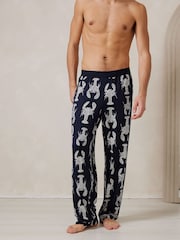 Chelsea Peers Blue Trouser Pyjamas Lobster Sketch Print Short Pyjamas Set - Image 3 of 5