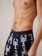 Chelsea Peers Blue Trouser Pyjamas Lobster Sketch Print Short Pyjamas Set - Image 5 of 5