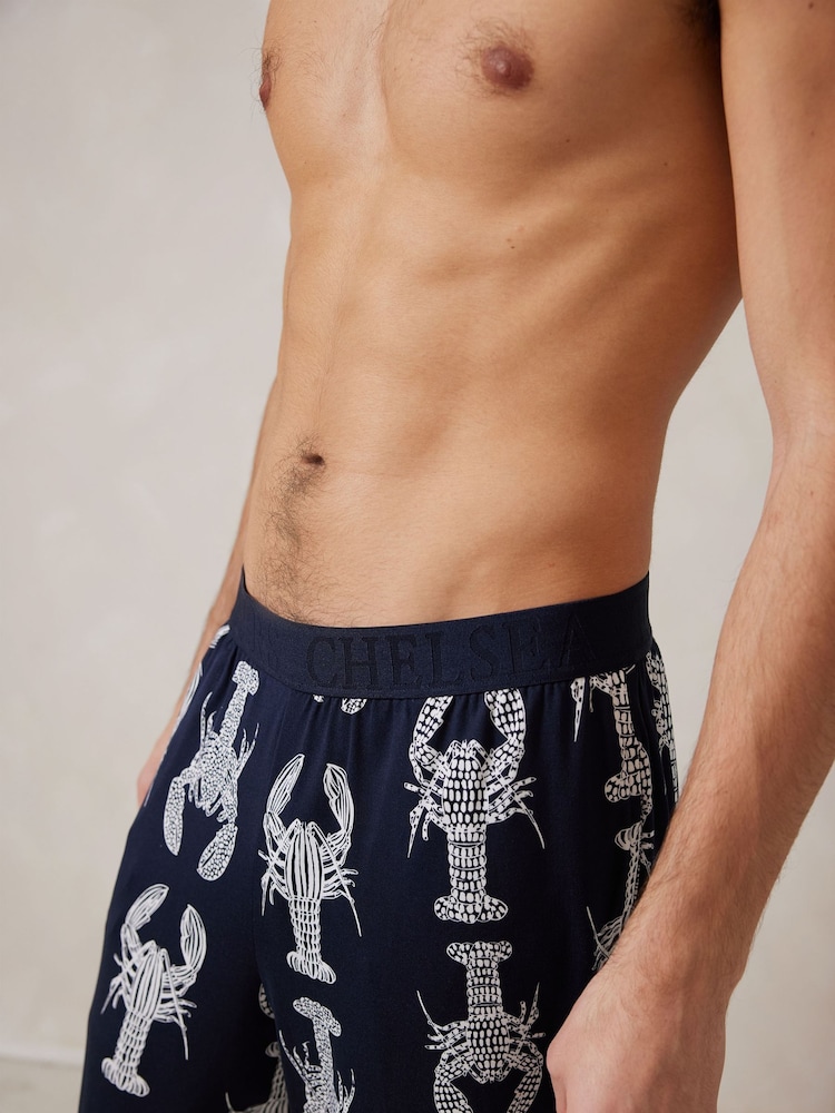 أزرق - Trouser Pyjamas - Chelsea Peers Lobster Sketch Print Short Pyjamas Set - صورة 5 من 5 أزرق - Trouser Pyjamas - Chelsea Peers Lobster Sketch Print Short Pyjamas Set - صورة 5 من 5