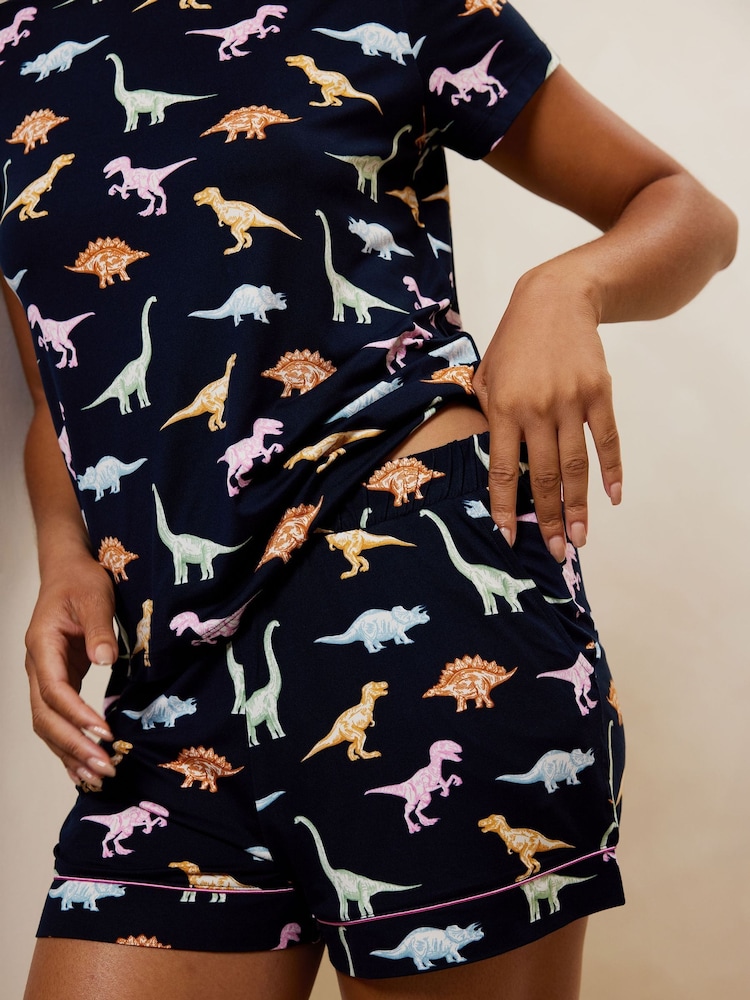أزرق - Chelsea Peers Fun Print Short Pyjamas Set - صورة 2 من 5