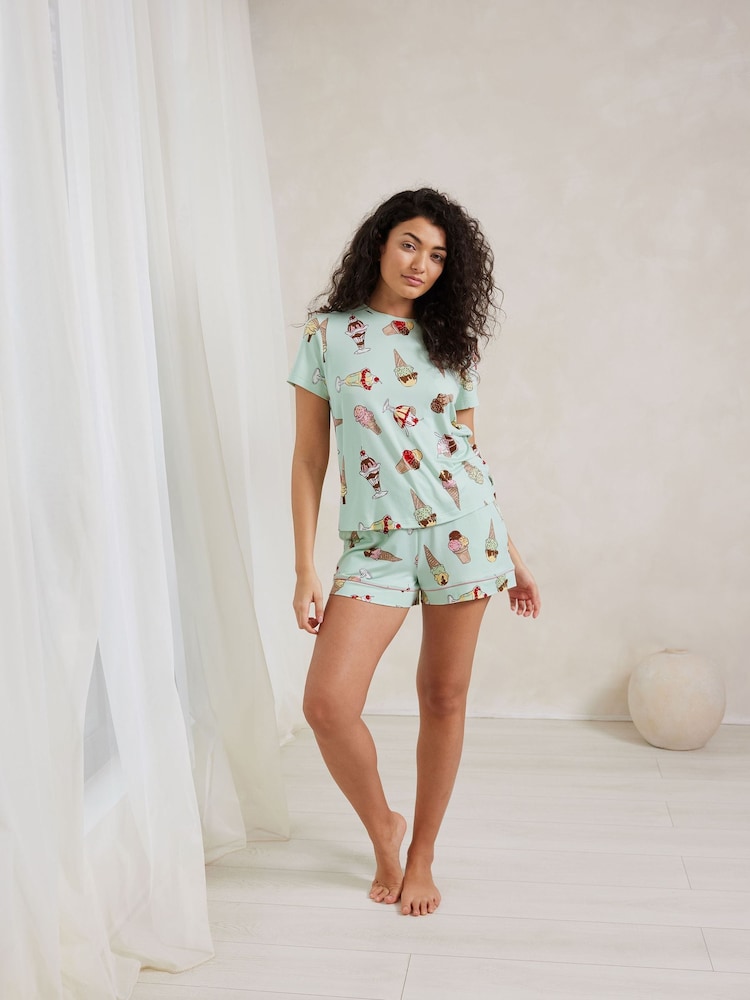 Chelsea Peers Green Fun Print Short Pyjamas Set - Image 1 of 5