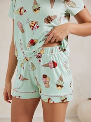 Chelsea Peers Green Fun Print Short Pyjamas Set - Image 5 of 5